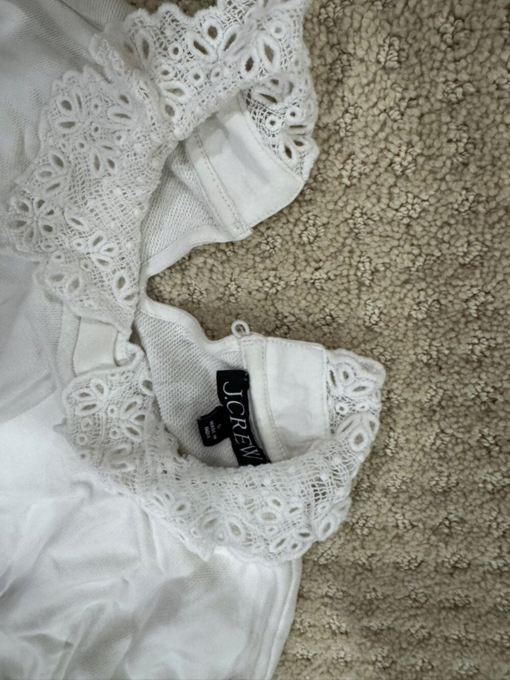 J.Crew White Lace Collar Sweater S